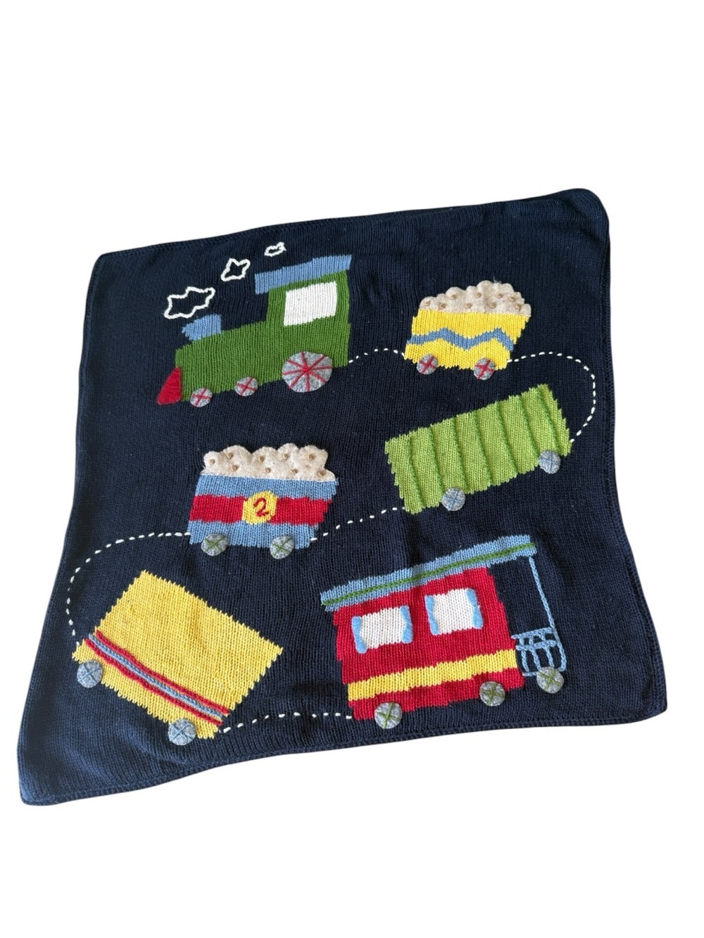 ART WALK COTTON KNITTED DARK BLUE BABY BLANKET(102)